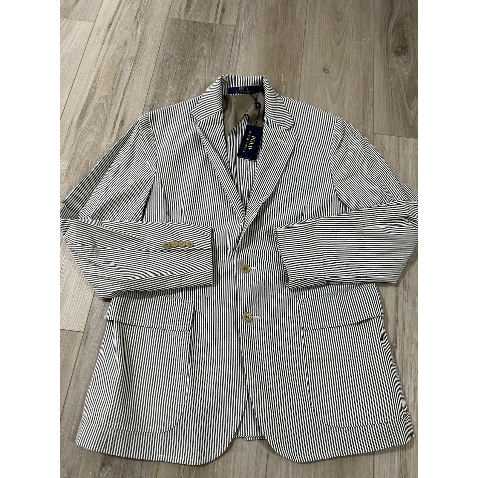 Polo Ralph Lauren Men's 42r Seersuckerblazer Sport Coat Navy White $498